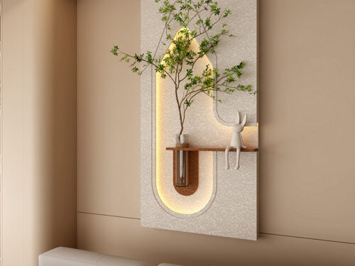 Vase Decorative Painting for Entryway Foyer, Hydroponic Green Plants for Living Room, 3D Sandstone Wall Lamp Hanging Painting for Dining Room