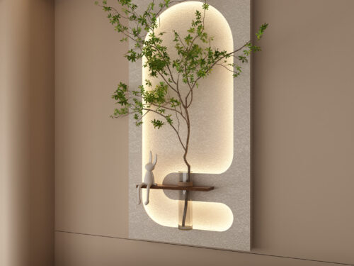 Hydroponic Green Plant Decorative Painting, Entryway Hallway Hanging Painting, Living & Dining Room 3D Atmospheric Lighting Sandstone Painting